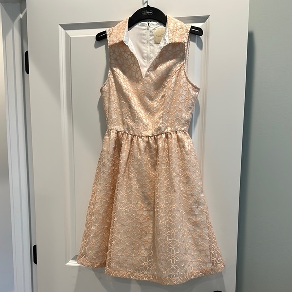 ModCloth Peach Embroidered Dress - Picture 1 of 6